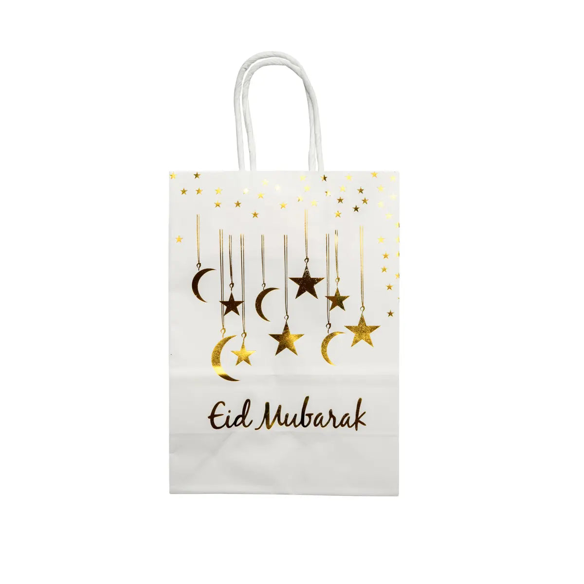 Sac en papier blanc et or Eid Mubarak
