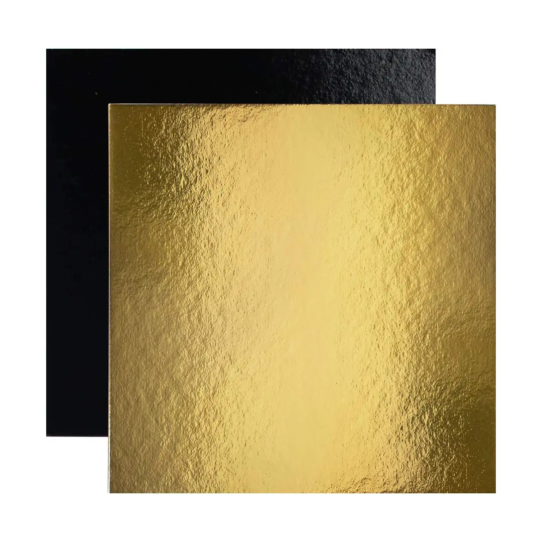 Semelle carrée pour gâteau or/noir