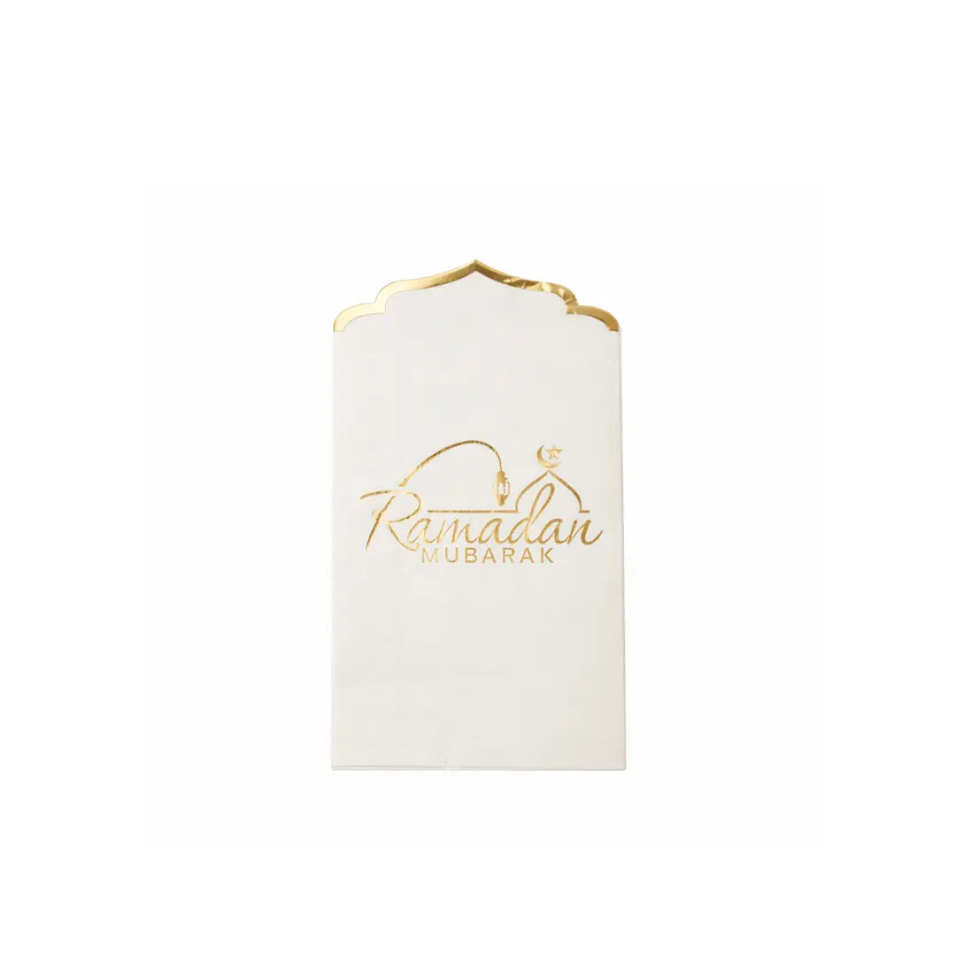 Serviettes portefeuille or Ramadan Mubarak x16