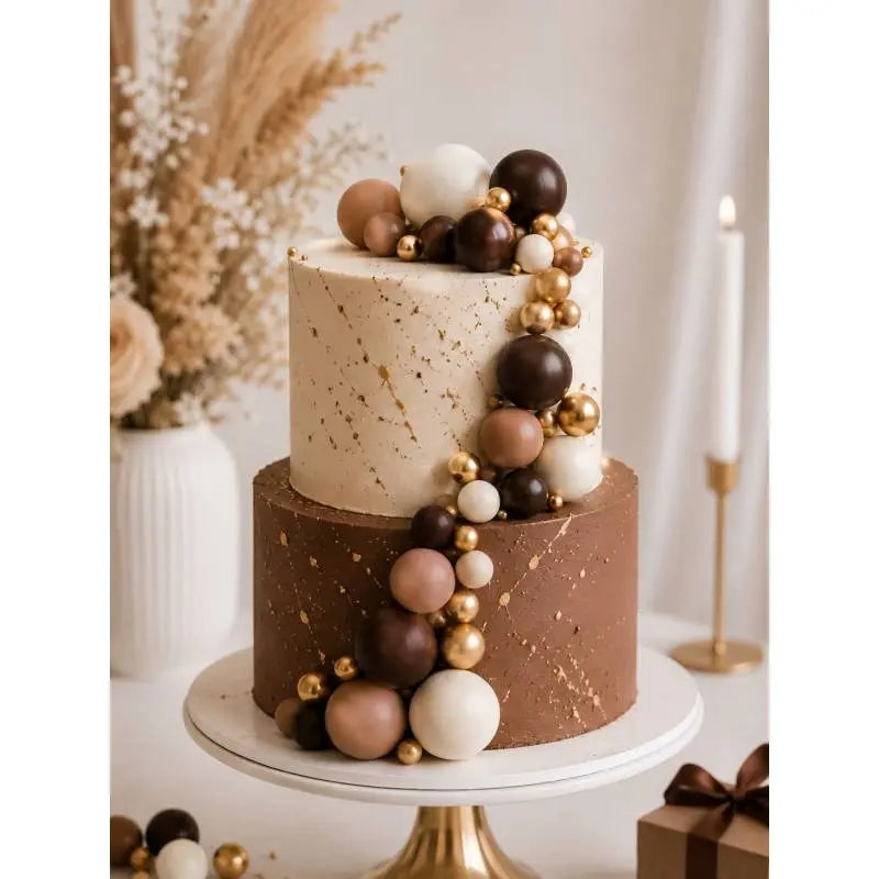 Boules décoratives gâteau mix chocolat 2 à 4 cm x32 Azucren