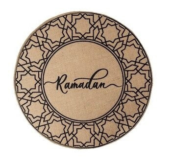 Sets de table ronds en toile de jute Ramadan noir x2
