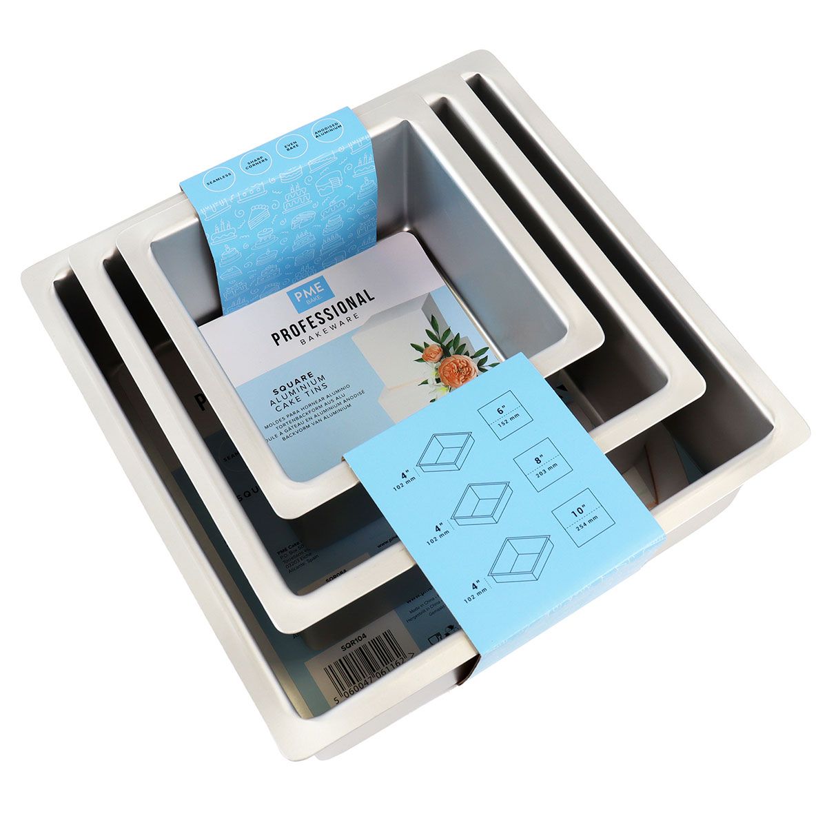 Moules à gâteau carrés hauteur 10 cm lot de 3 PME