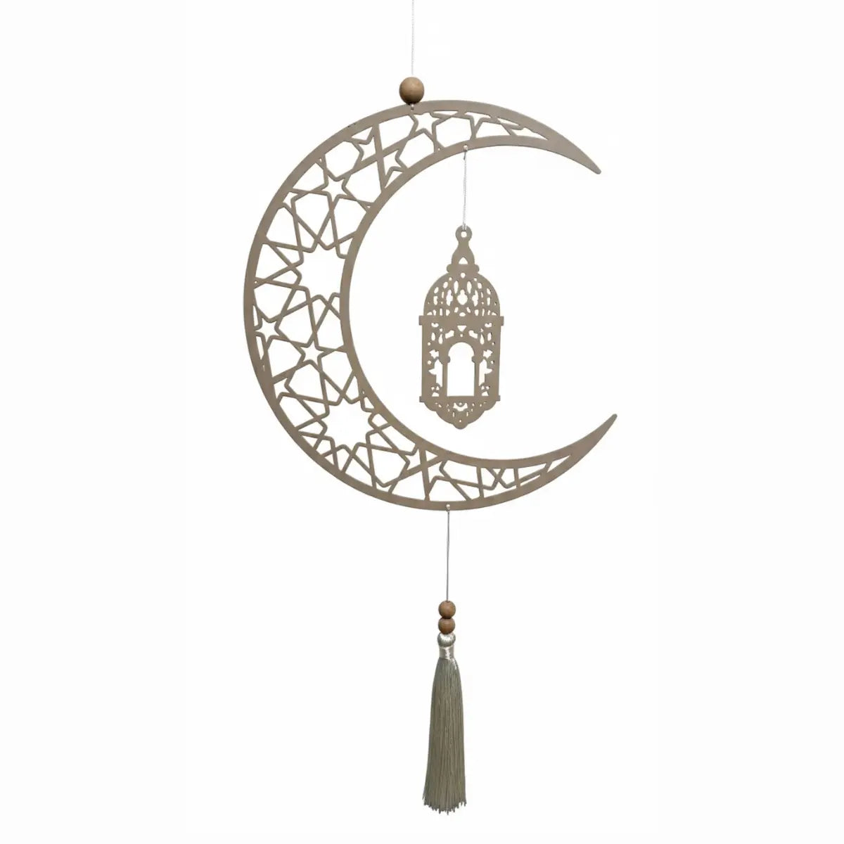 Suspension lune et lanterne greige Diyafa