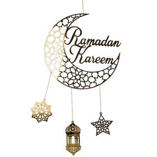 Suspension acrylique dorée lune Ramadan Kareem